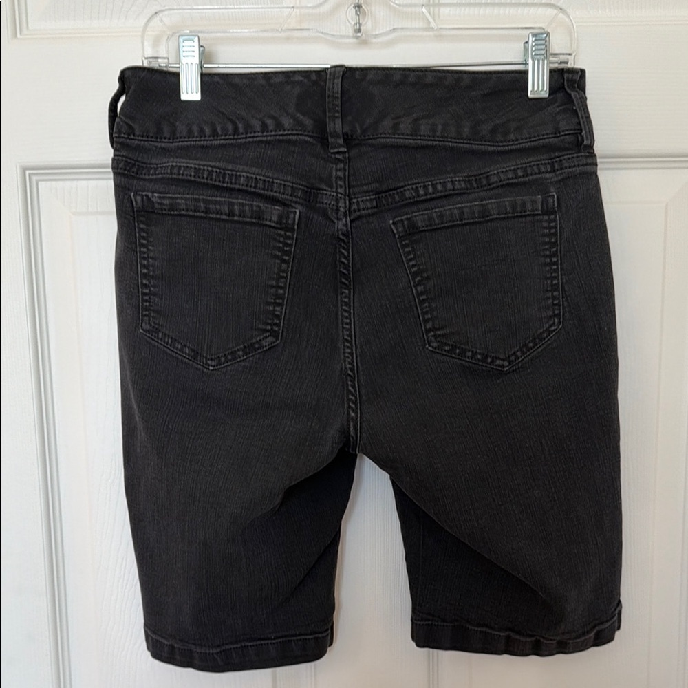 Black Mid-Length Denim Shorts - Picture 2 of 4